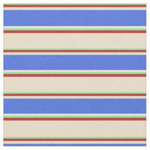 Tissu Vert clair, Rouge, Tan, Royal Blue et Blanc