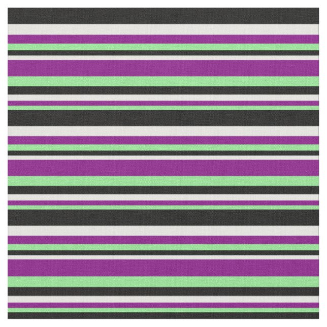 Tissu Vert clair, violet, Crème à menthe et lignes noire (Fermer)