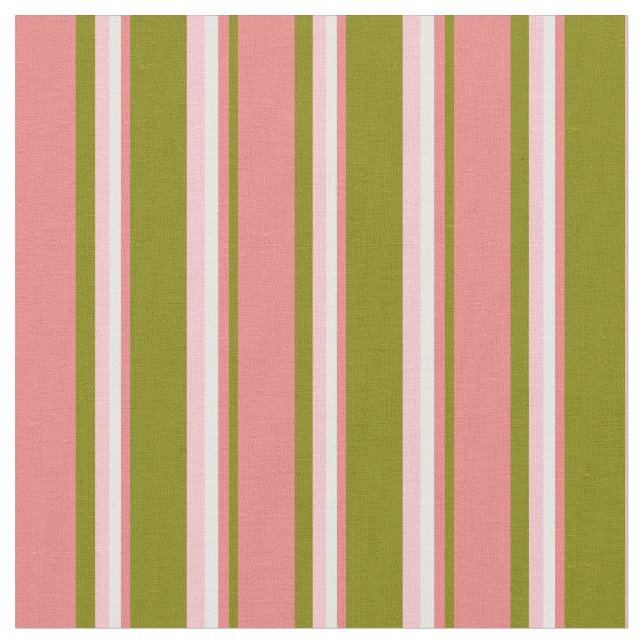 Tissu Vert, Corail clair, Blancs et Roses (Fermer)