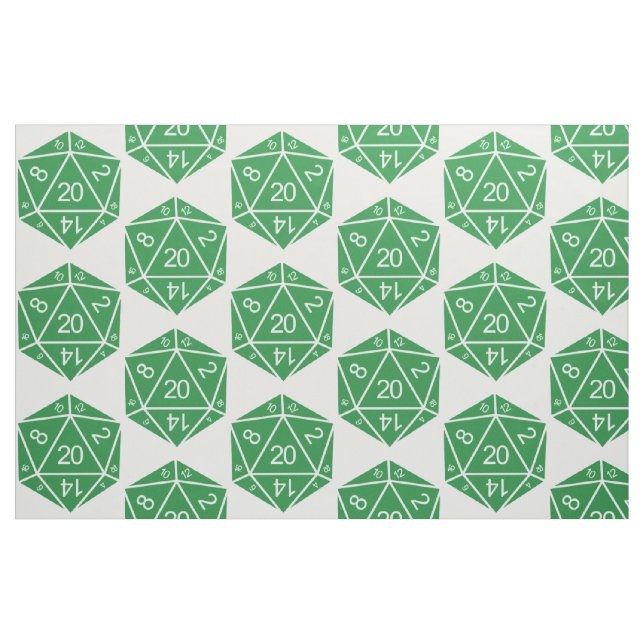 Tissu vert D20 dés (Fat Quarter)