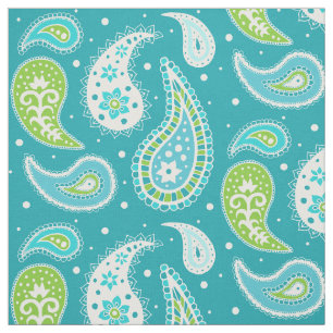 Tissu Vert de chaux bleu turquoise de motif de Paisley