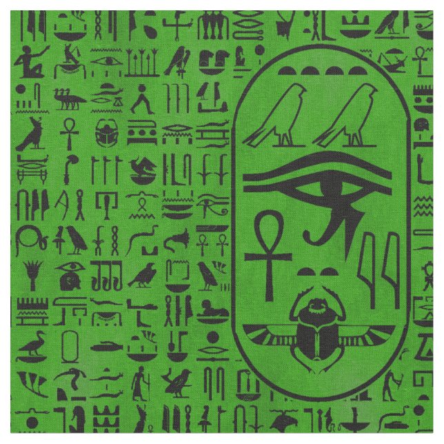 Tissu Vert de hiéroglyphes (Fermer)
