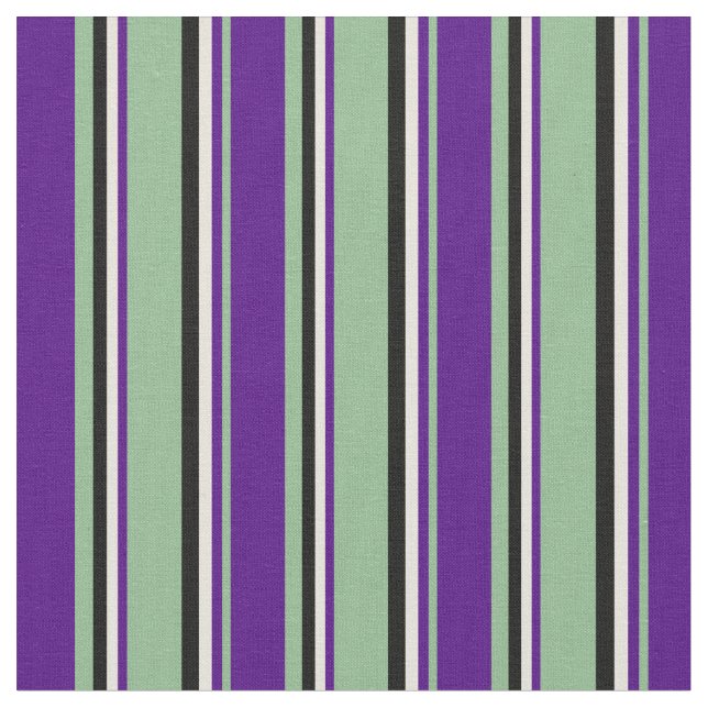 Tissu Vert de la mer foncée, Indigo, Beige & Noir (Fermer)