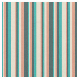 Tissu Vert de mer clair, beige, Saumon foncé et gris ard