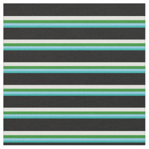 Tissu Vert de mer clair, Bleu, Vert de forêt, Cyan & Noi