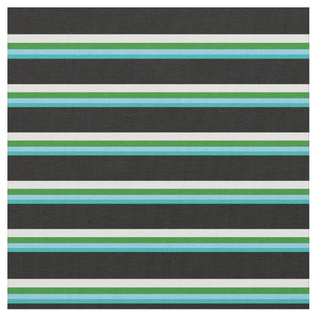 Tissu Vert de mer clair, Bleu, Vert de forêt, Cyan & Noi (Fermer)