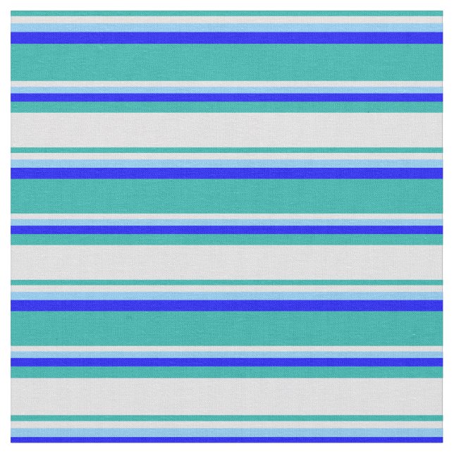Tissu Vert de mer clair, Lavande, Ciel clair bleu & bleu (Fermer)