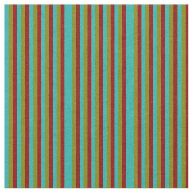 Tissu Vert de mer clair, rouge foncé et vert lignes Moti (Fermer)