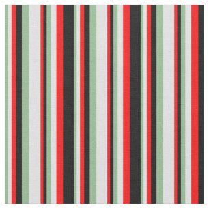 Tissu Vert de mer foncée, Lavande, Motif rouge et noir
