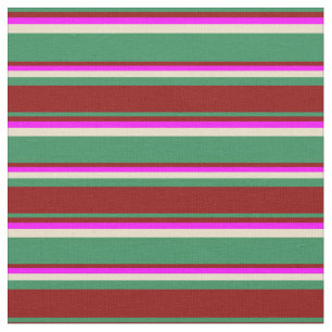 Tissu Vert de mer, rouge foncé, Fuchsia et teintée Tan