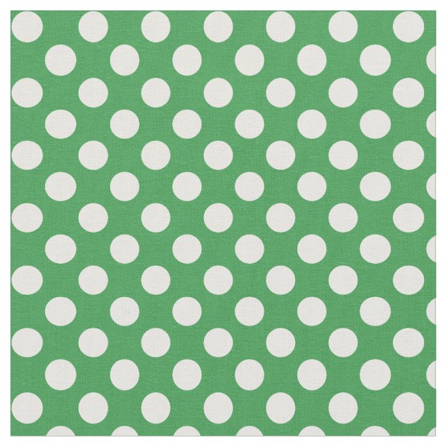 Tissu vert et blanc de Kelly de polka de point (Fermer)