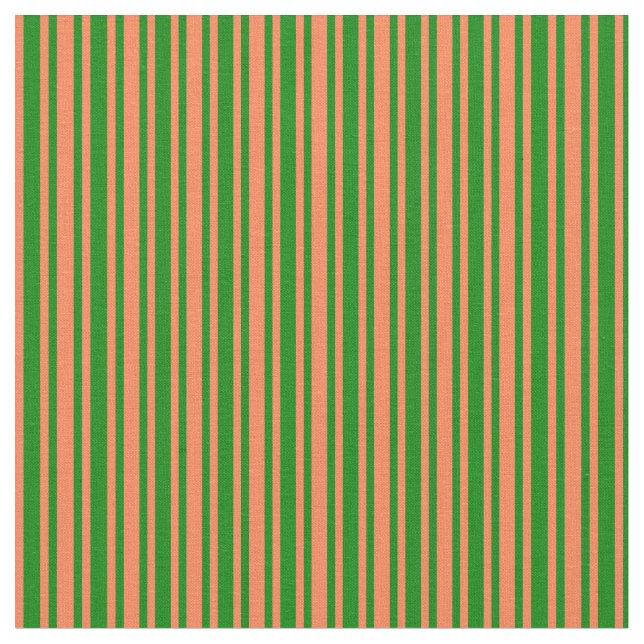 Tissu Vert et corail couleur Motif de bandes (Fermer)