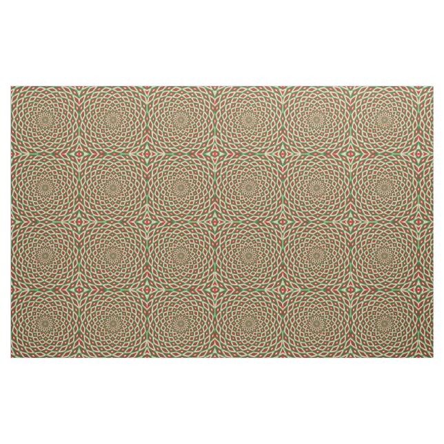 Tissu Vert, étoile blanche et motif à effet de dôme roug (Fat Quarter)