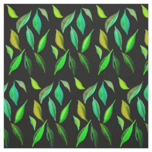 Tissu Vert feuille aquarelle feuillage art motif