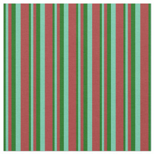 Tissu Vert foncé, Aquamarine & Brown Lines Motif