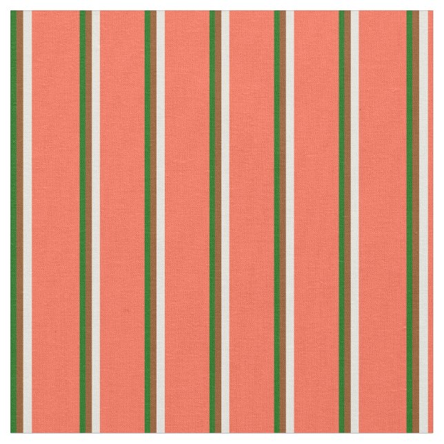 Tissu Vert foncé, Brown, beige et rouge (Fermer)