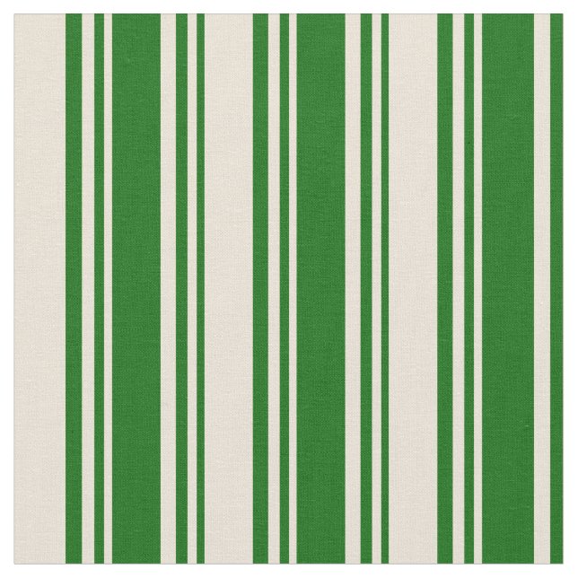 Tissu Vert foncé et Bisque Stripes Motif (Fermer)