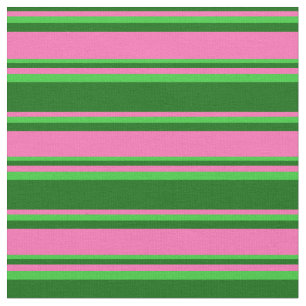 Tissu Vert foncé, rose chaud et vert citron