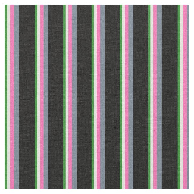 Tissu Vert Forêt, Beige, Rose Chaud, Gris Ardoise & Noir (Fermer)