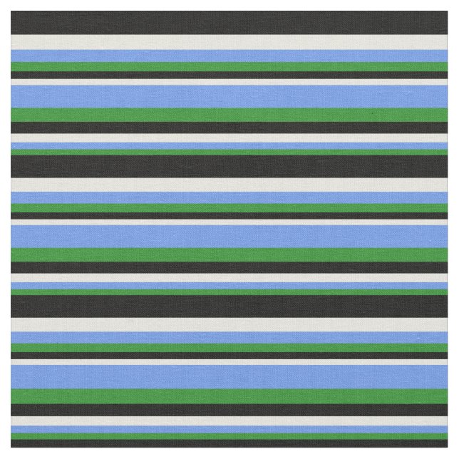 Tissu Vert Forêt, Bleu de Cornouailles, Beige et Noir (Fermer)