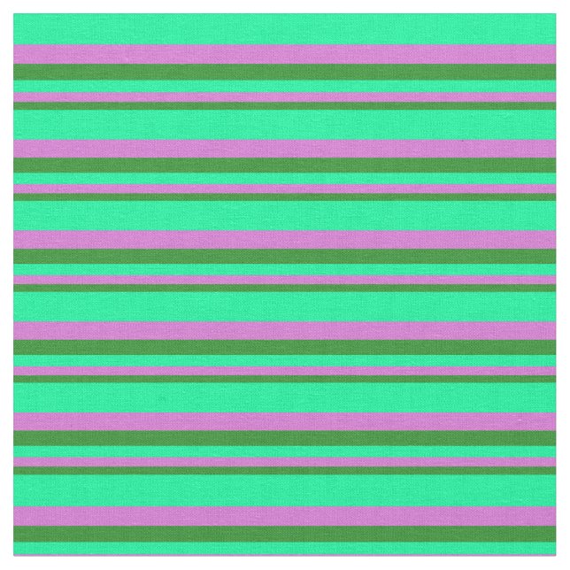 Tissu Vert forêt, orchidée et Motif vert des bandes (Fermer)