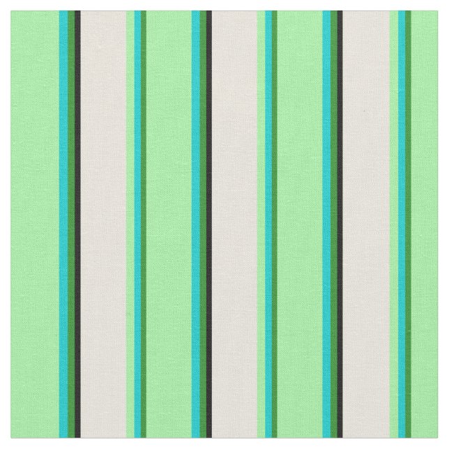 Tissu Vert Forêt, Turquoise foncé, Vert, Beige & Noir (Fermer)