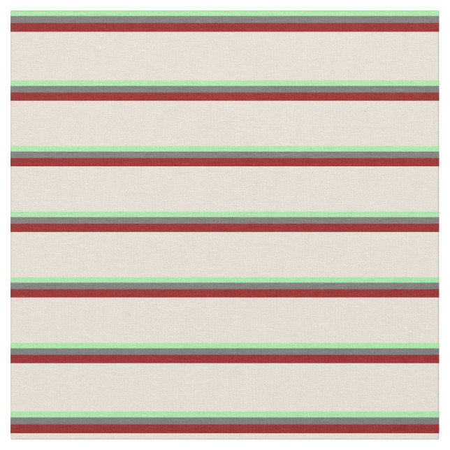 Tissu Vert, gris foncé, rouge foncé et bandes bisques (Fermer)