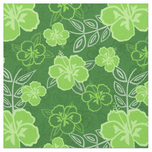 Tissu Vert hawaïen de motif de ketmie