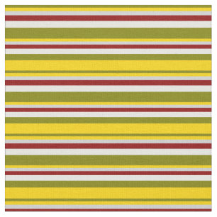 Tissu Vert, Jaune, Gris clair, Rouge foncé & Crème à men