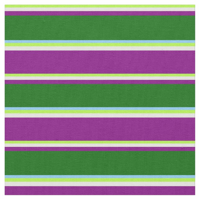 Tissu Vert, Jaune, Violet, Vert foncé et bleu ciel clair (Fermer)