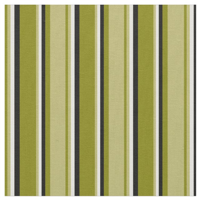 Tissu Vert, Khaki foncé, Jaune clair et Lignes noires (Fermer)