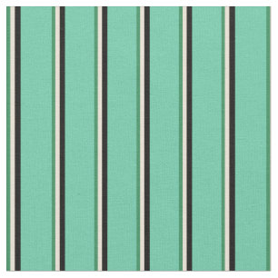 Tissu Vert mer, Bisque, Bisque, Noir & Aquamarine