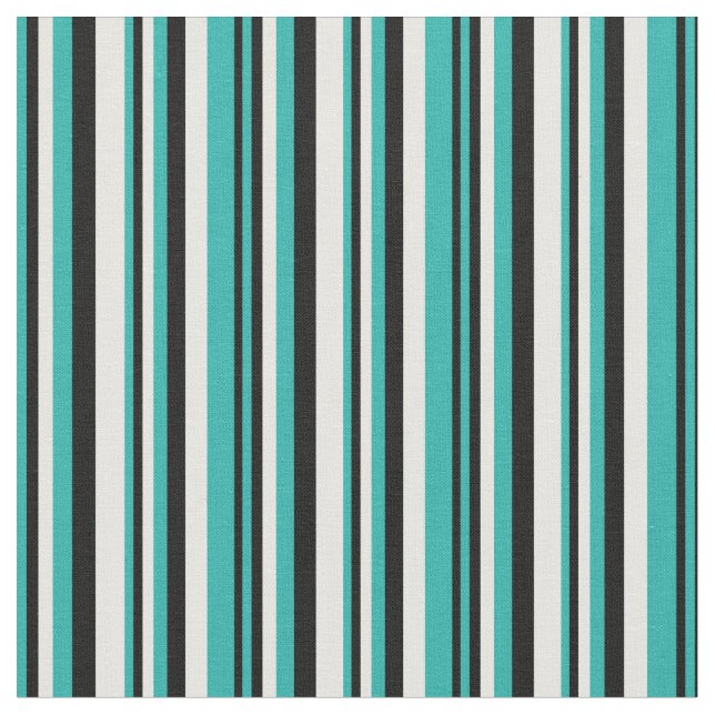 Tissu Vert mer clair, Noir & Crème Lignes de couleur (Fermer)