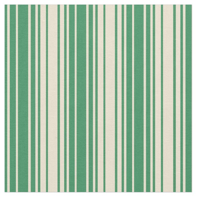 Tissu Vert mer et Motif beige de Stripes (Fermer)