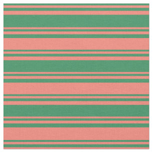 Tissu Vert mer et Saumon couleur rayé/Motif linéaire