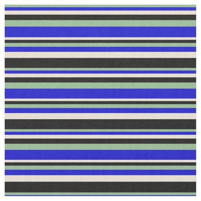 Tissu Vert mer foncée, bleu, bisque et noir (Fermer)