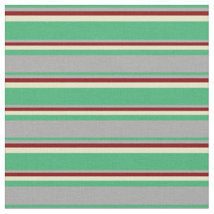 Tissu Vert mer, gris foncé, marron et verge d'or pâle