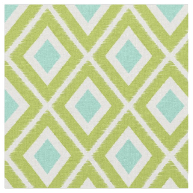 Tissu Vert moderne et Motif Aqua Ikat (Fermer)