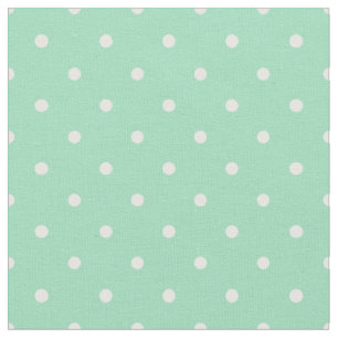Tissu vert mousse de mer avec points Pois blancs