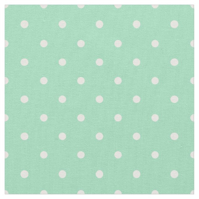 Tissu vert mousse de mer avec points Pois blancs (Fermer)