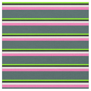 Tissu Vert, Noir, Jaune, Rose Chaud & Gris Ardoise Sombr