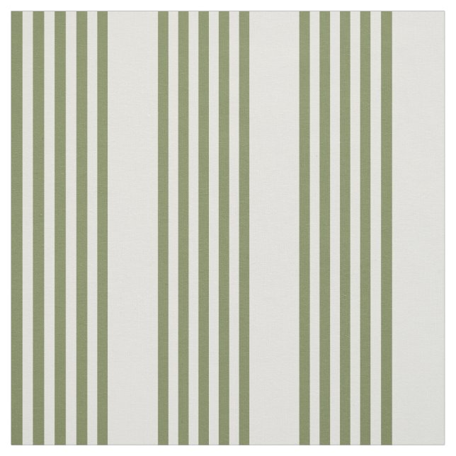 Tissu Vert olive et beige cinq rayures motif (Échantillon)