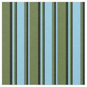 Tissu Vert olive foncé, bleu ciel et nuances noires