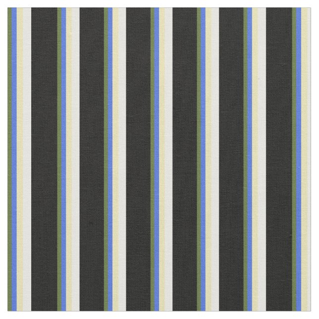 Tissu Vert olive foncé, Bleu royal, Tan, Blanc & Noir (Fermer)
