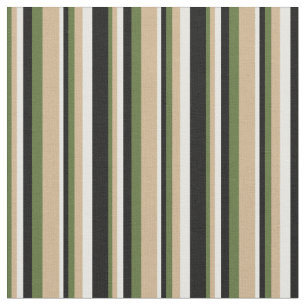 Tissu Vert olive foncé, bronzage, crème à la menthe e