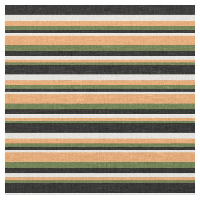 Tissu Vert olive foncé, Brown, blanc et noir Motif (Fermer)