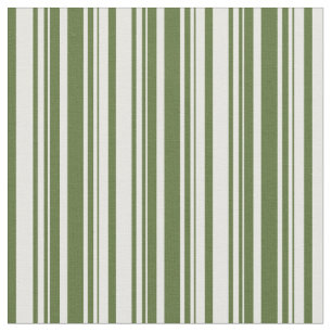 Tissu Vert olive foncé et Grandes Motif crème à la menth