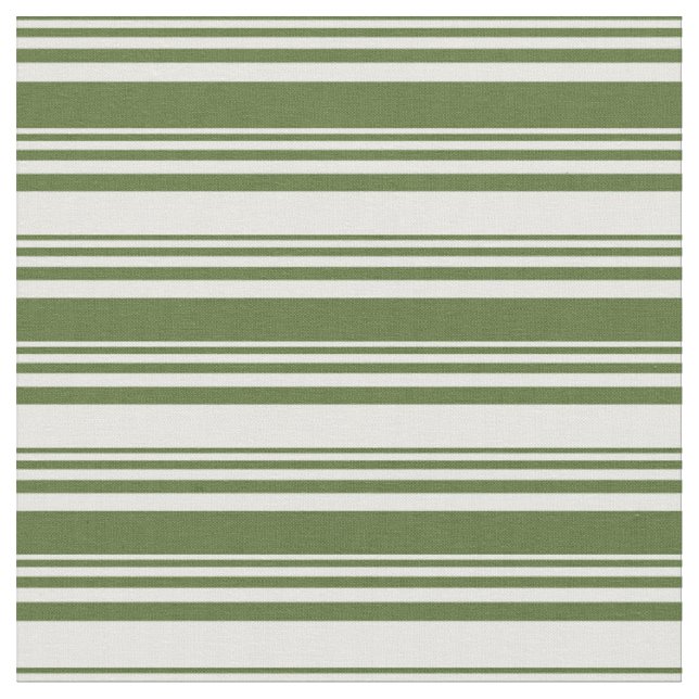 Tissu Vert olive foncé et lignes couleur crème de menthe (Fermer)