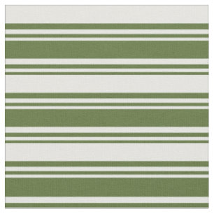 Tissu Vert olive foncé et lignes couleur crème de menthe