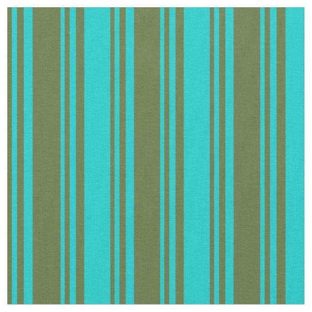 Tissu Vert olive foncé et lignes turquoise foncé (Fermer)